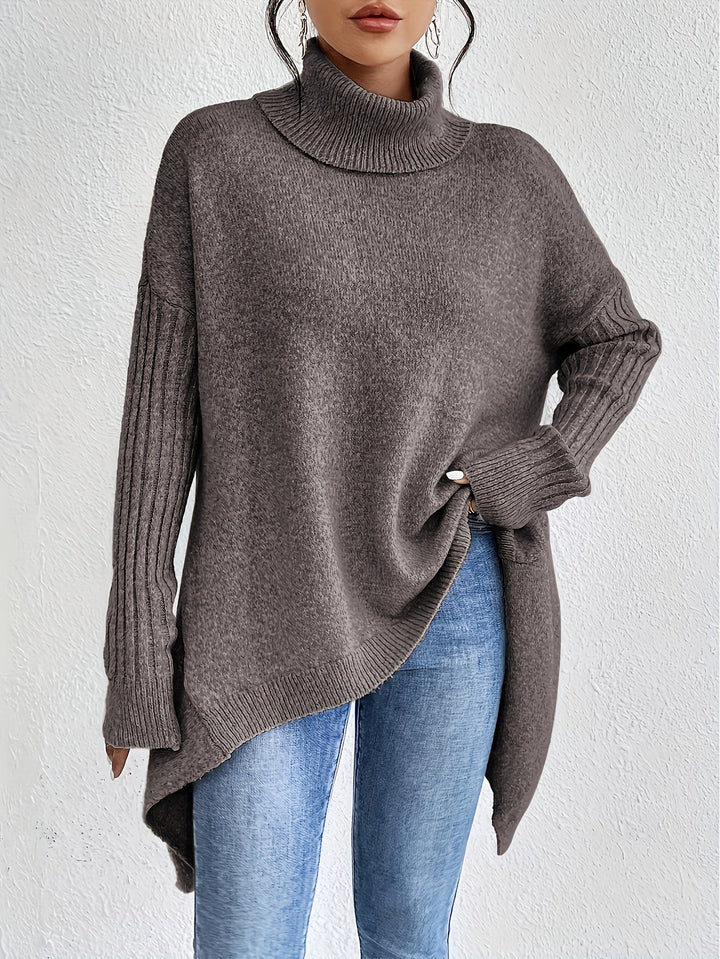 Léïna™ – Pull Doux à Col Montant Décontracté
