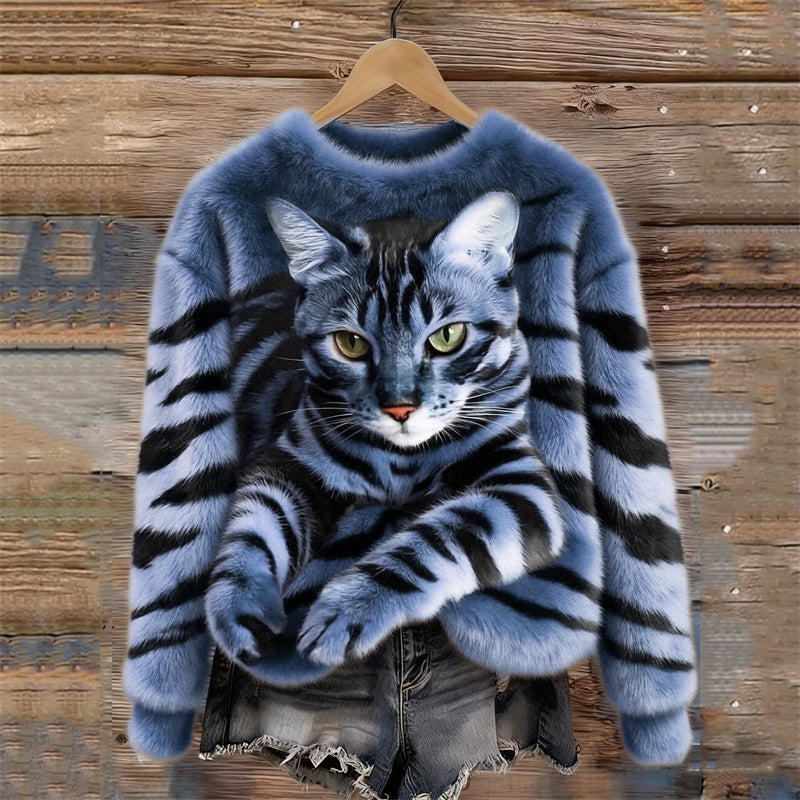 Marie™ | Élégant Pull Doux à Motif Chat