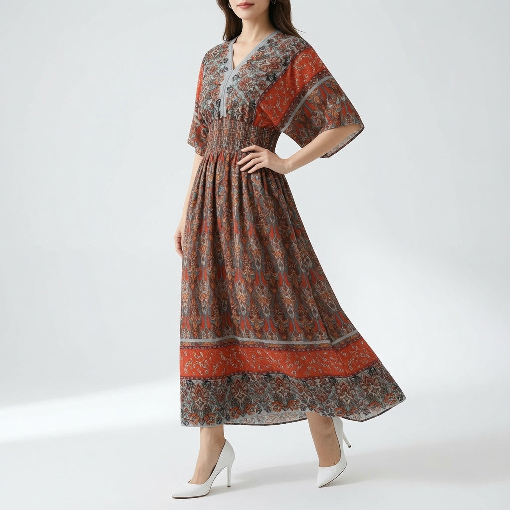 Orientale™ — Élégante Robe Maxi à Imprimé Ethnique Bohème