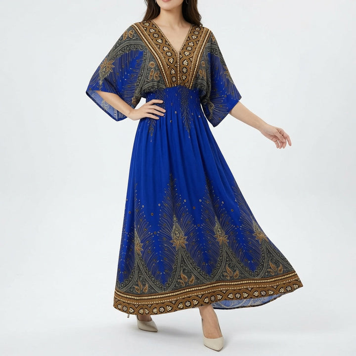 Orientale™ — Élégante Robe Maxi à Imprimé Ethnique Bohème