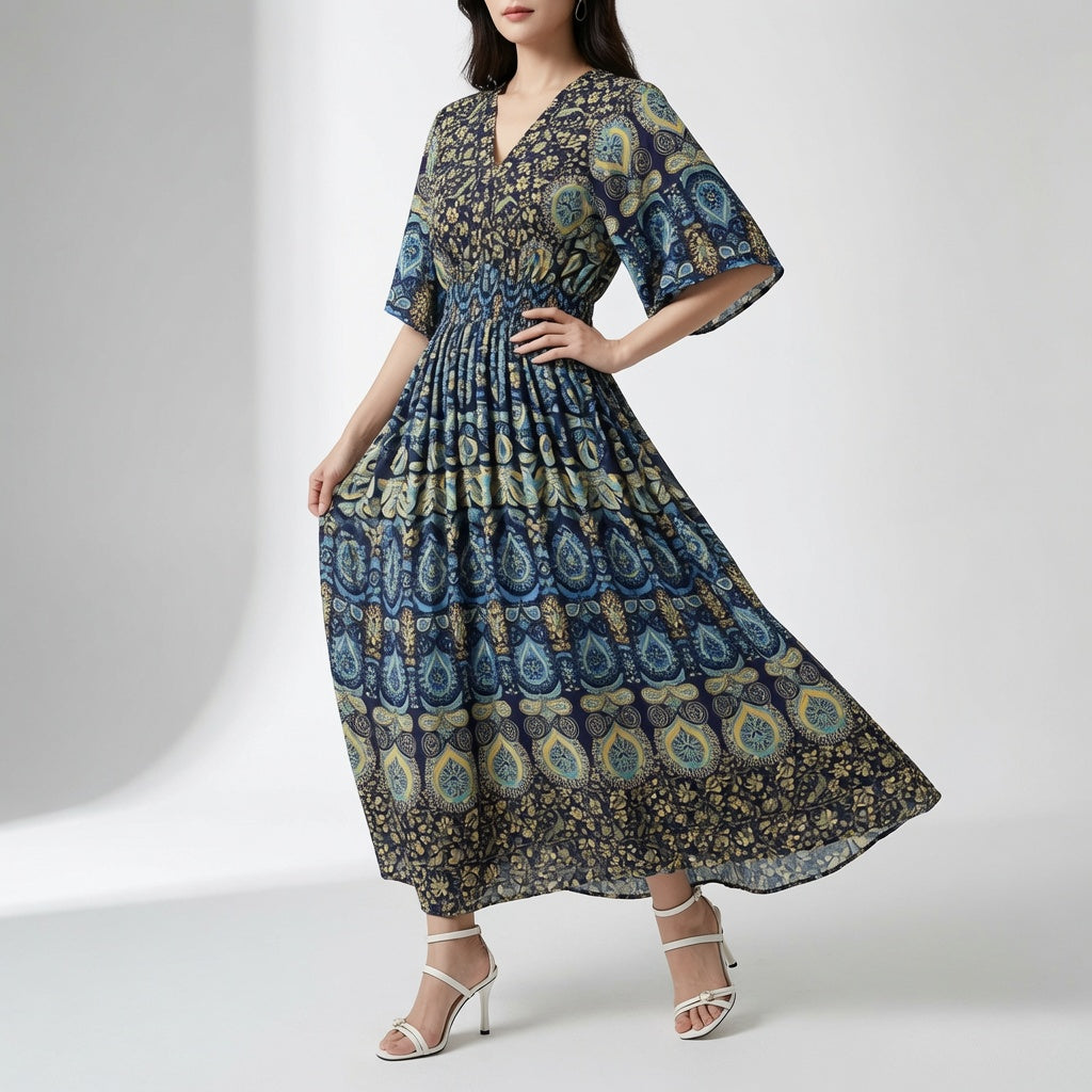 Orientale™ — Élégante Robe Maxi à Imprimé Ethnique Bohème