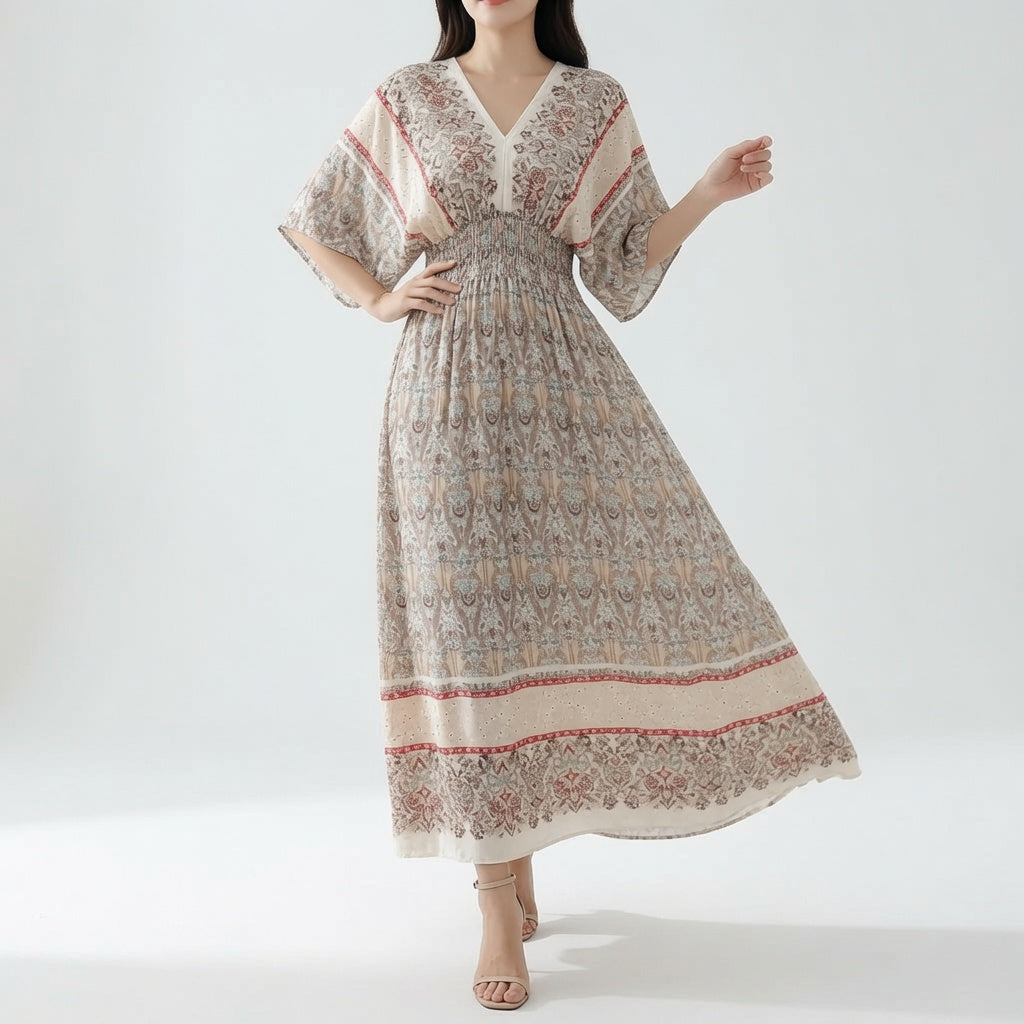 Orientale™ — Élégante Robe Maxi à Imprimé Ethnique Bohème