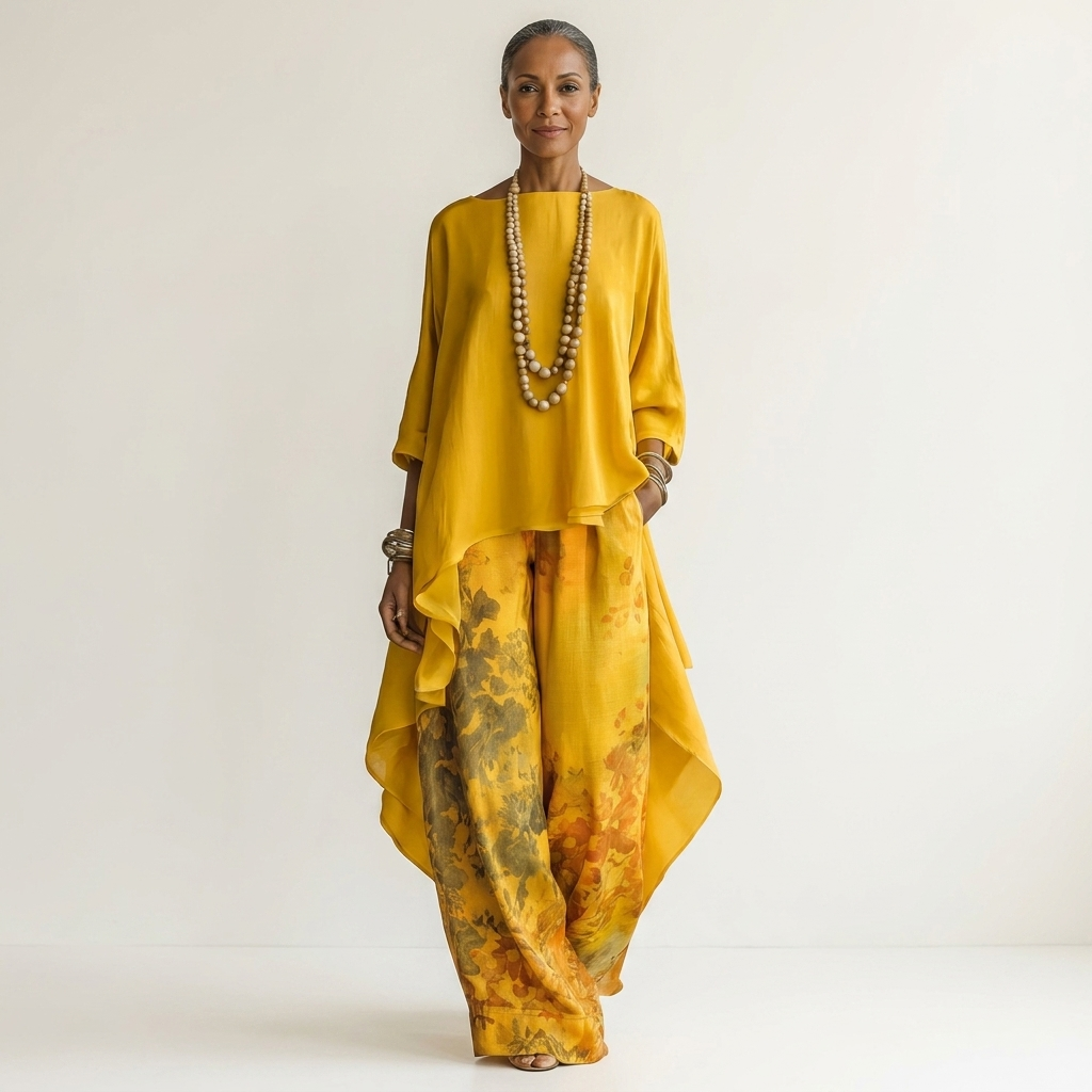 Cariola | Ensemble deux pièces en coton et soie avec tunique asymétrique élégante