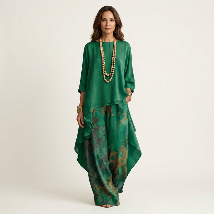 Cariola | Ensemble deux pièces en coton et soie avec tunique asymétrique élégante