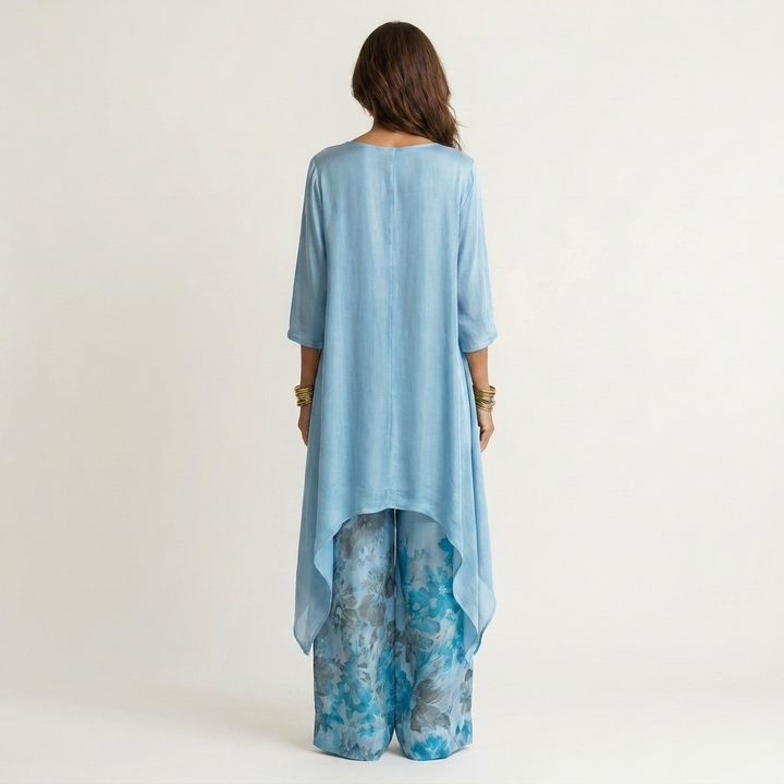Cariola | Ensemble deux pièces en coton et soie avec tunique asymétrique élégante