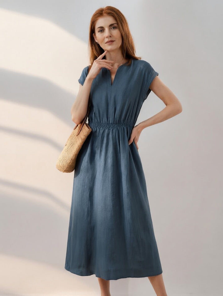 Lina — Élégante robe fluide en lin mélangé