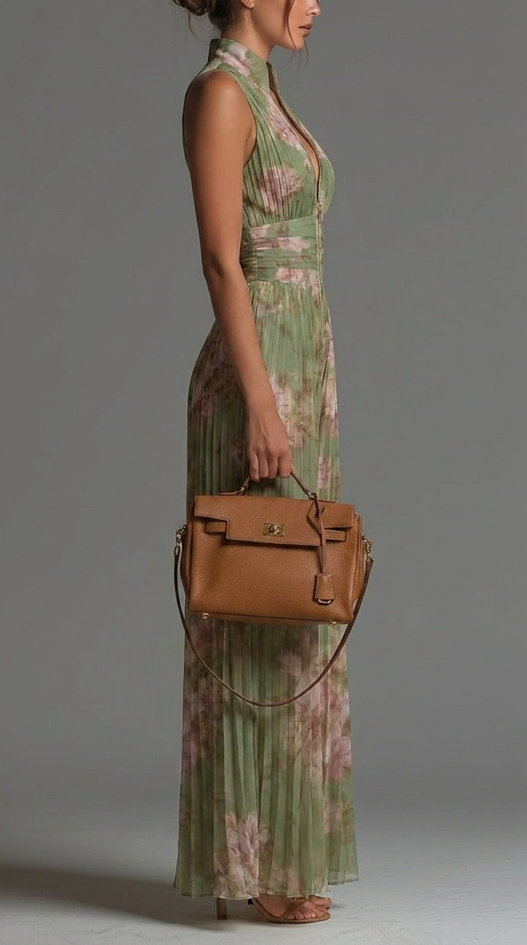 ESSENTIEL – Combinaison en mousseline de soie plissée avec motif floral