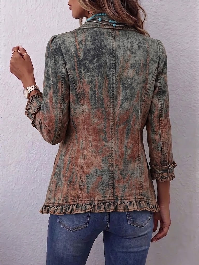 Flavie | Veste Vintage Texturée à Volants avec Effet Dégradé